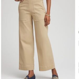 Chicos Brigitte™ Utility Wide-Leg Cropped Pants Khaki White Stitching Plus